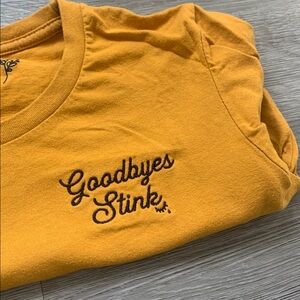 Goodbyes Stink Shirt Mustard Bee & Mae “The Office” Small Ladies Women